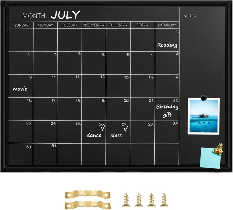 TORASO Calendar Chalkboard, 23.6 x 31.5 inches, Magnetic Surface Black Frame Chalk Board for Planning,School Timetable Memo, Hanging Board for Office, School and Home(YLHB-BK-6080) - Image 1